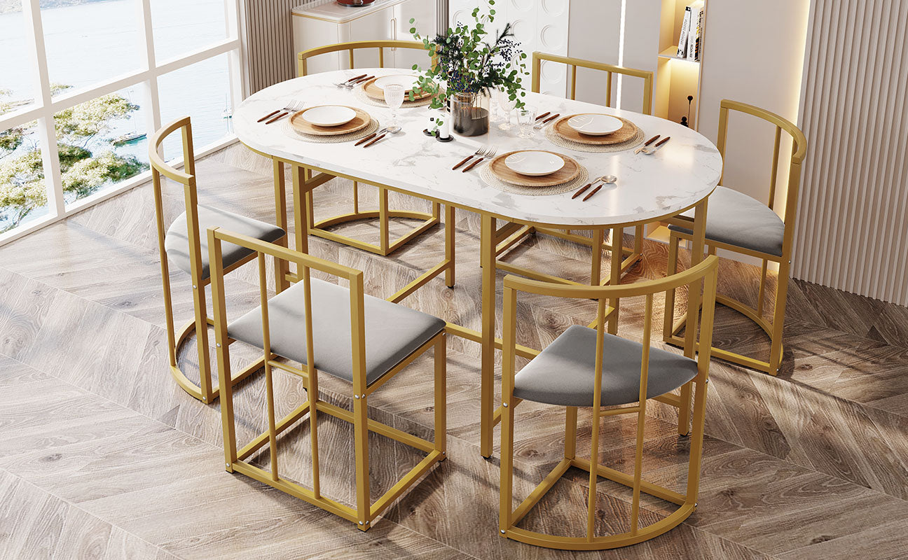 Six-Chair Dining Table Set
