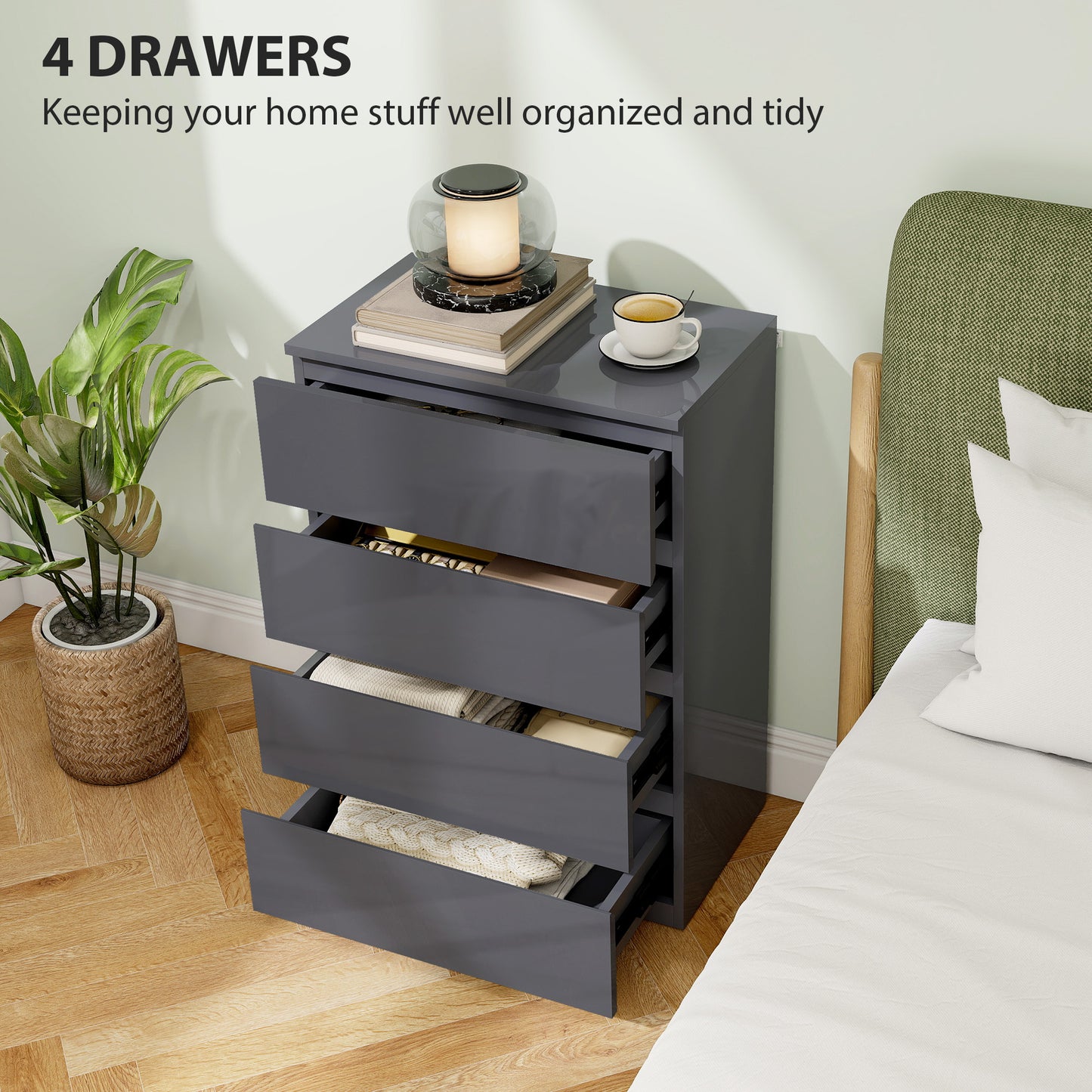 High Gloss Chest Of Drawers, Grey