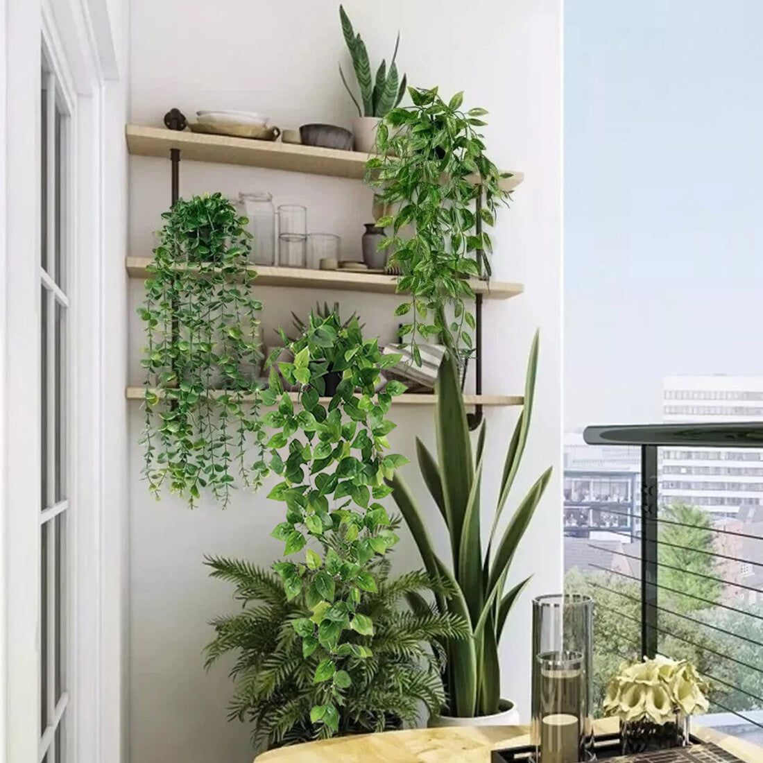 4 Pack Artificial Hanging Plants In Pots Indoor Fake Trailing Plants Home Room