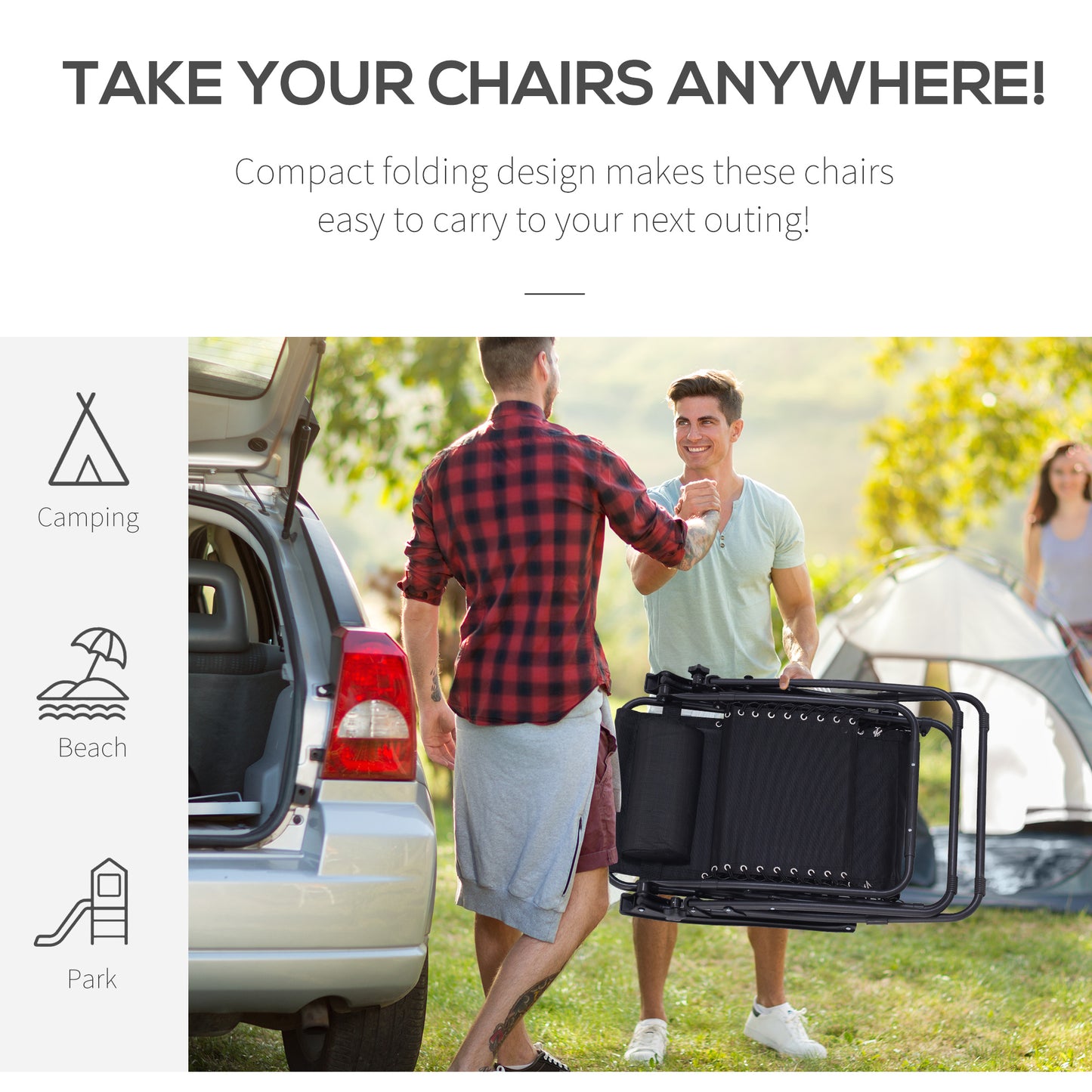Folding Zero Gravity Chairs, 3 Pieces Adjustable Sun Lounger And Table Set With Cup Holder And Headrest