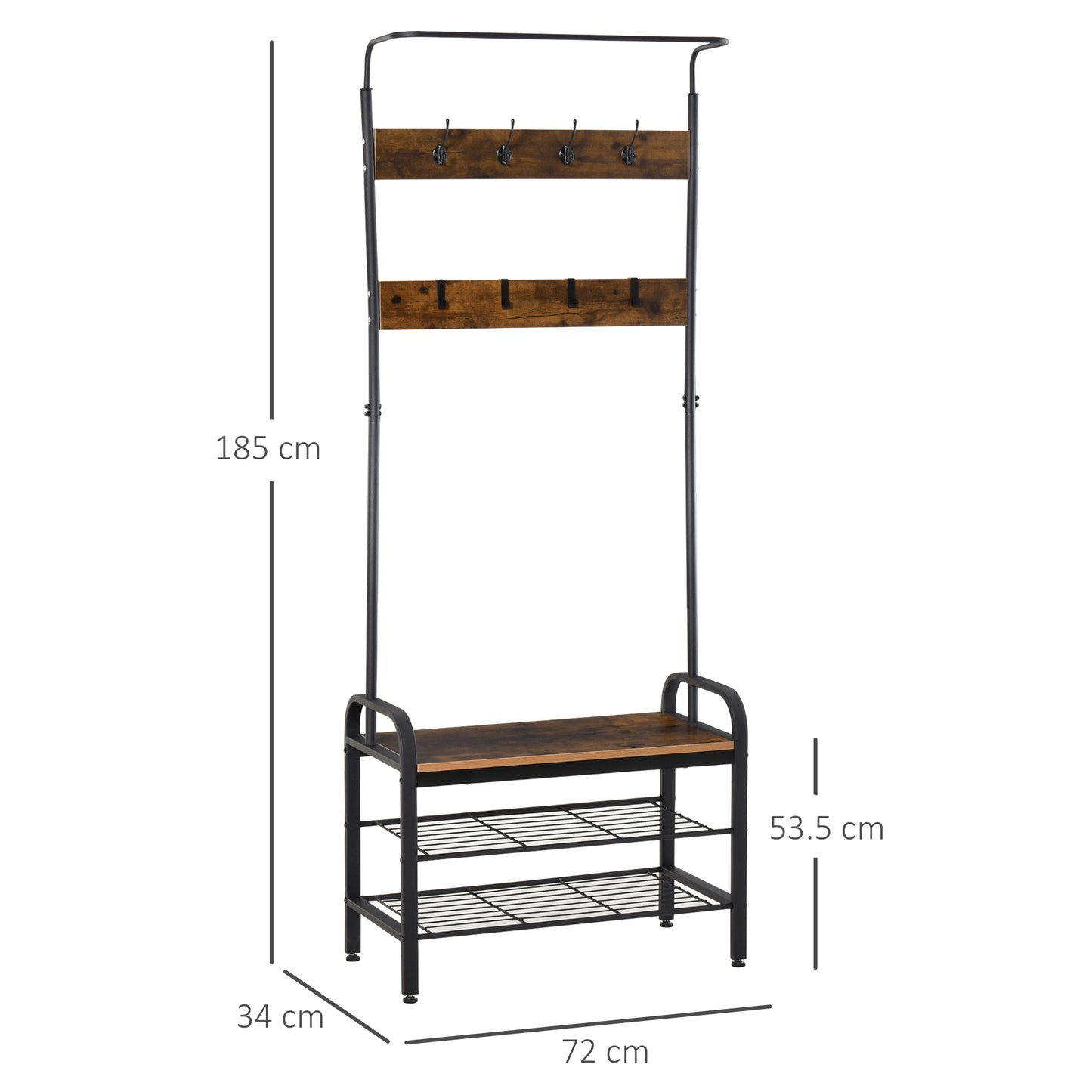 Coat Rack Stand Industrial Hallway Shoe Rack