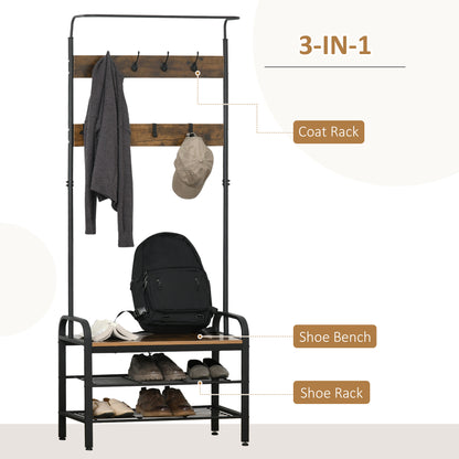Coat Rack Stand Industrial Hallway Shoe Rack