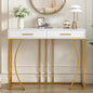 White & Gold Console Table with 2 Drawers – Luxury Hallway & Sofa Table (110×32×85 cm)