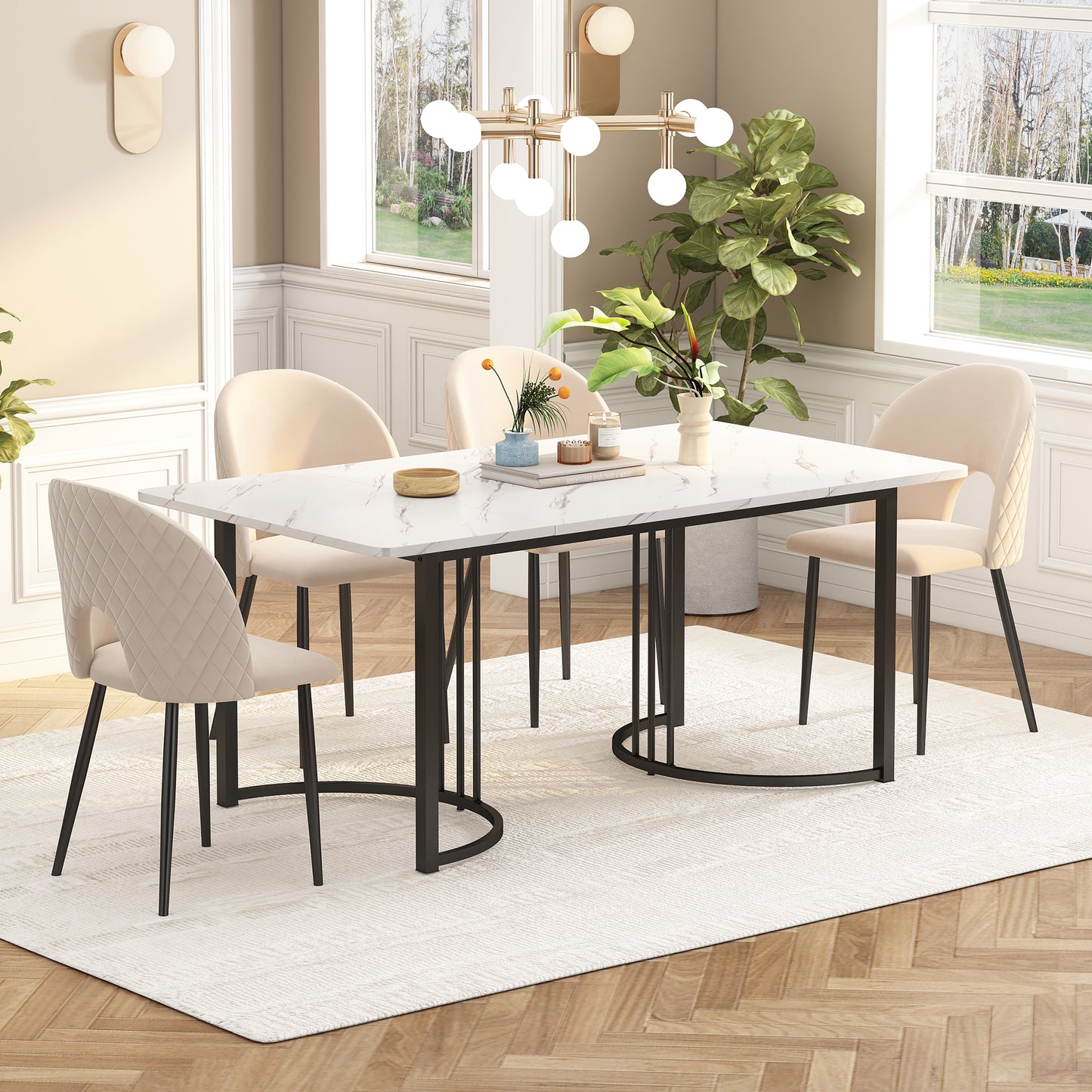 Modern Kitchen Table, White Black