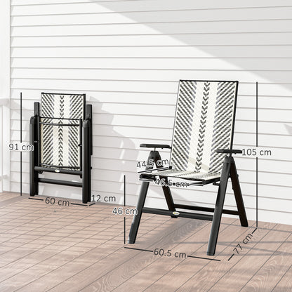 Rattan Reclining Garden Chairs - Grey