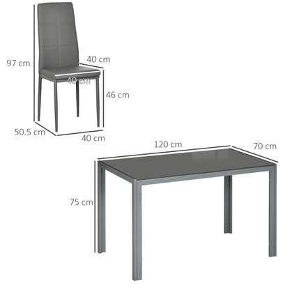 5-Piece Kitchen Dining Table Set With 4, Grey