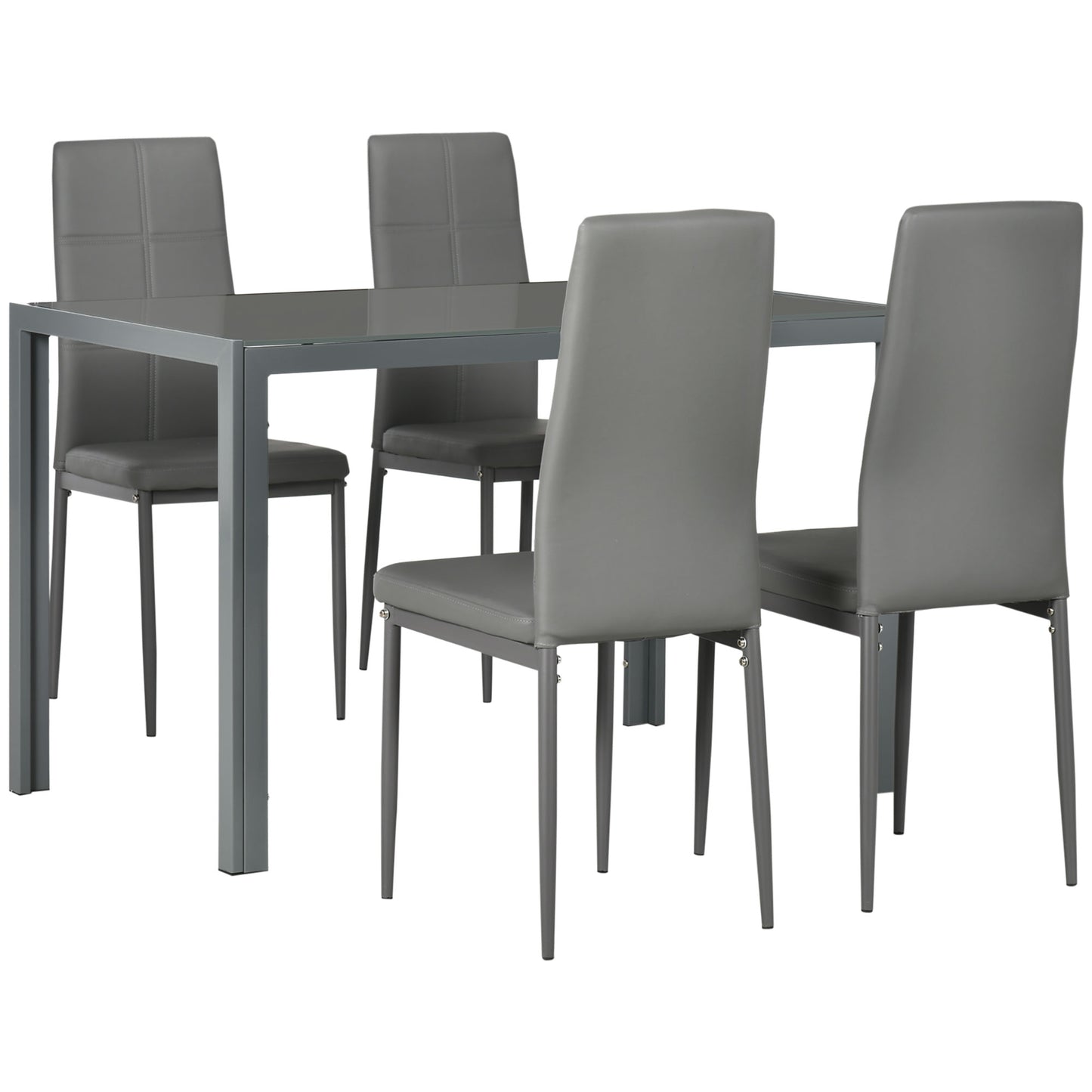 5-Piece Kitchen Dining Table Set With 4, Grey