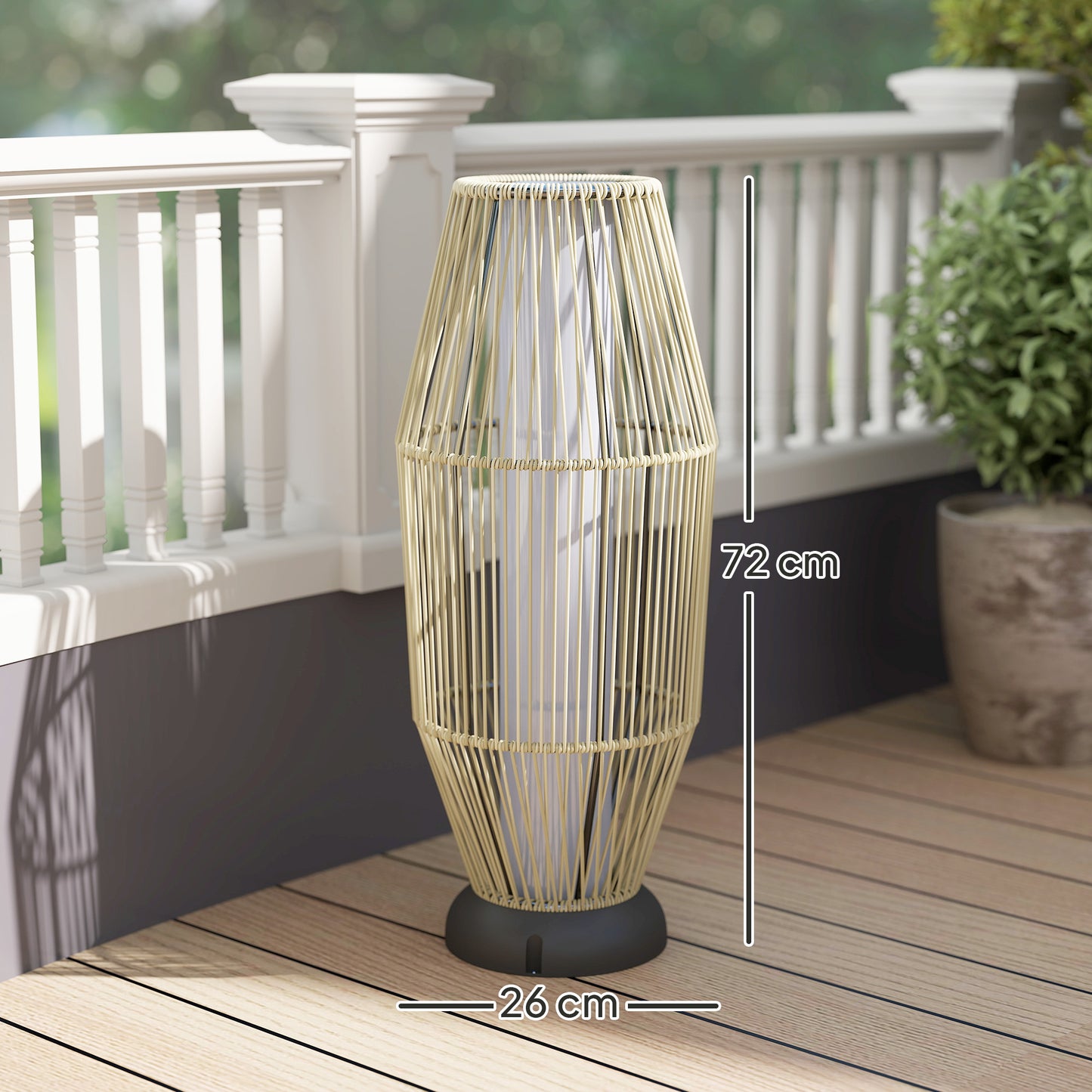 Garden Rattan Lamp, 72 Cm Tall Solar Rattan Floor Lamp