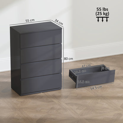 High Gloss Chest Of Drawers, Grey