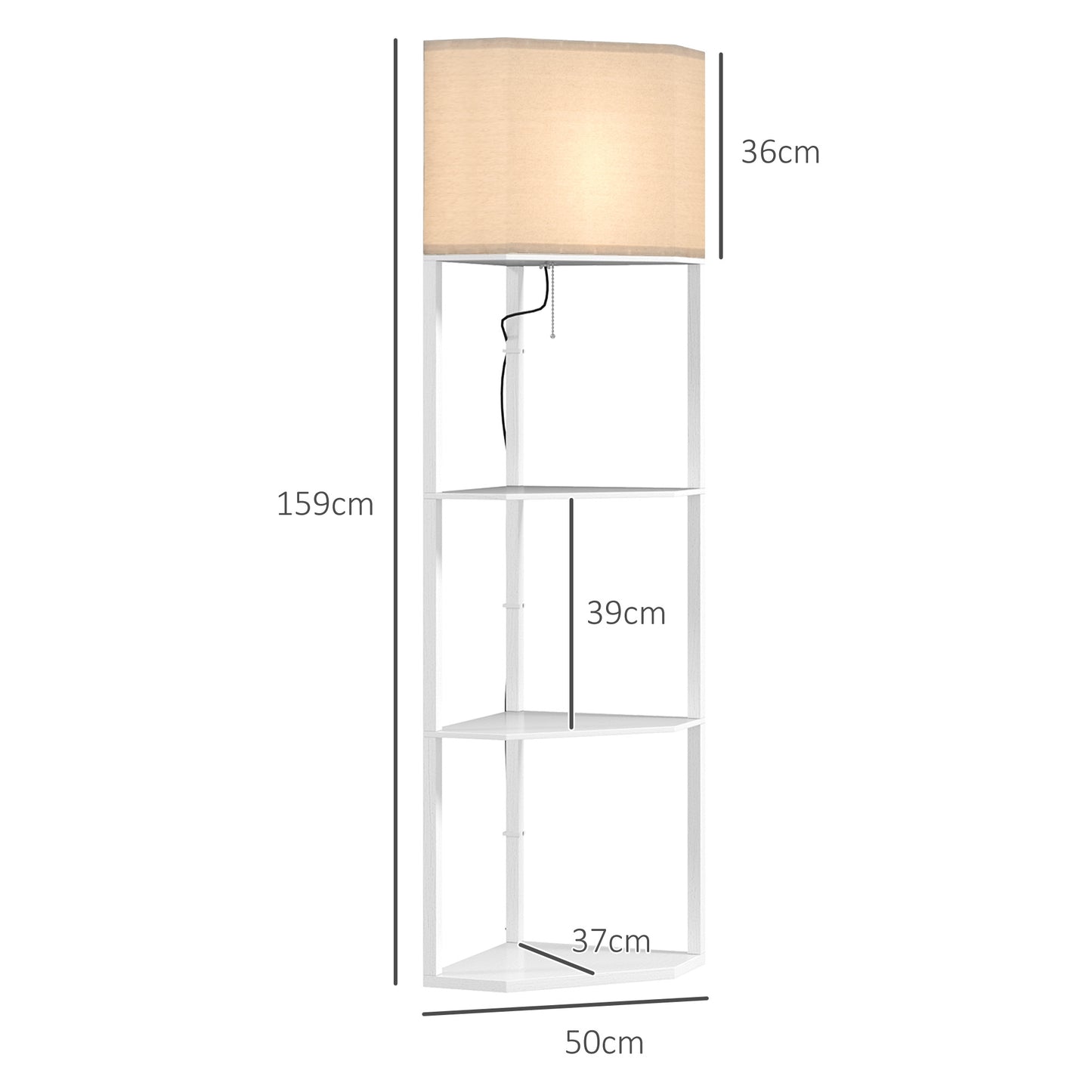Corner Floor Lamp With 3 Shelves
