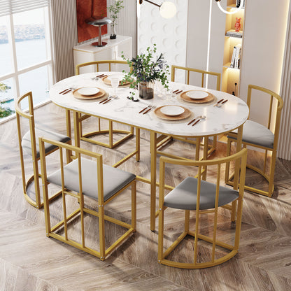 Six-Chair Dining Table Set