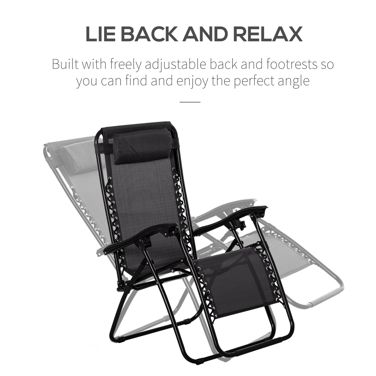 Folding Zero Gravity Chairs, 3 Pieces Adjustable Sun Lounger And Table Set With Cup Holder And Headrest