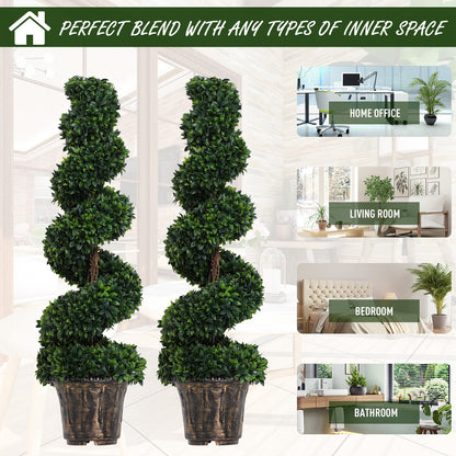 Set Of 2 Artificial Plants White Rose Floral In Pot, Fake Plants