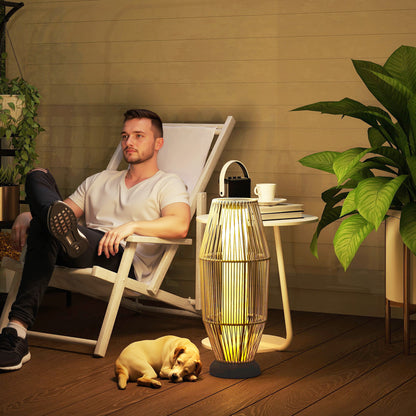 Garden Rattan Lamp, 72 Cm Tall Solar Rattan Floor Lamp
