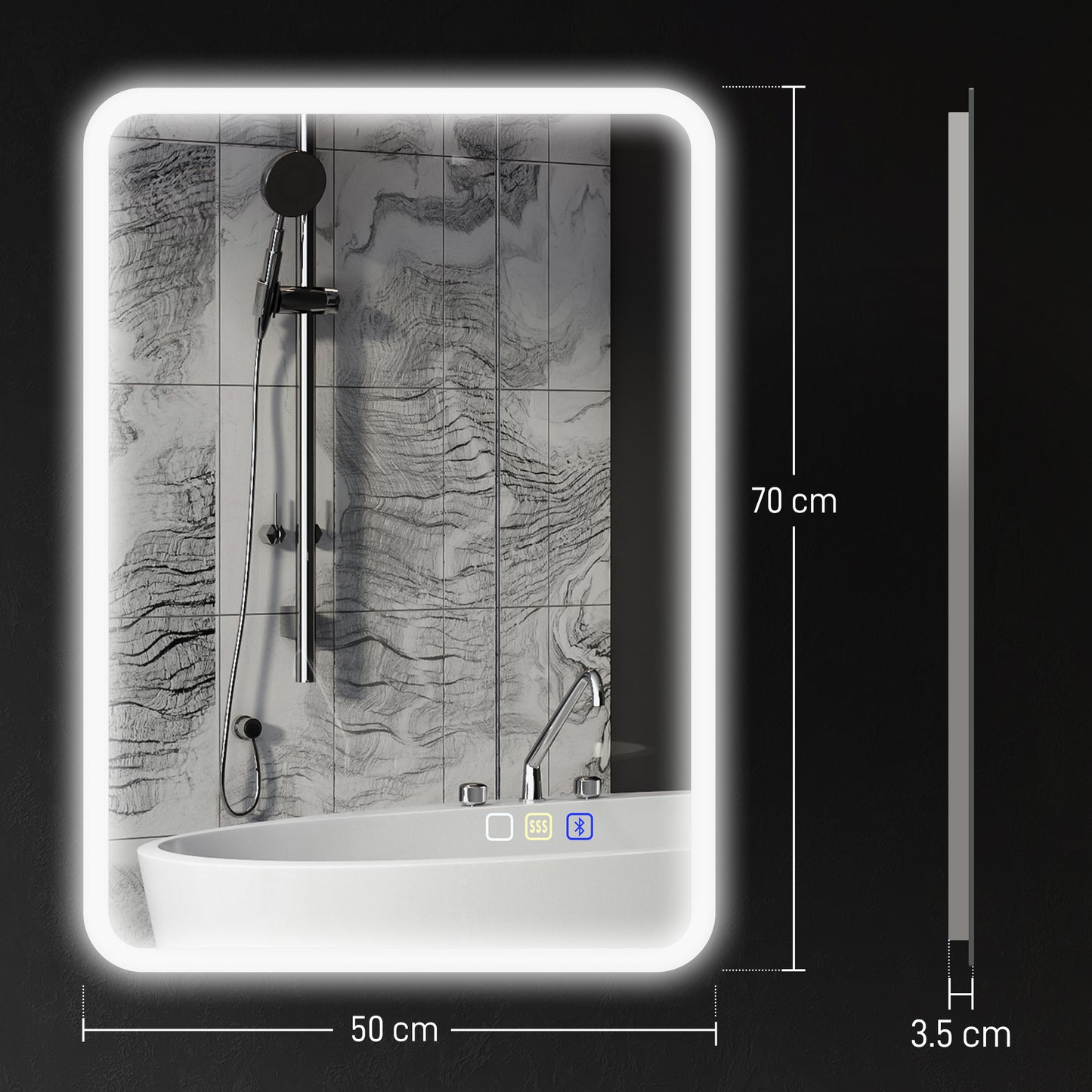 LED Bathroom Mirror, With Bluetooth