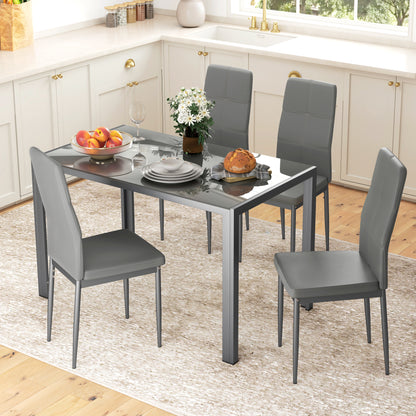 5-Piece Kitchen Dining Table Set With 4, Grey