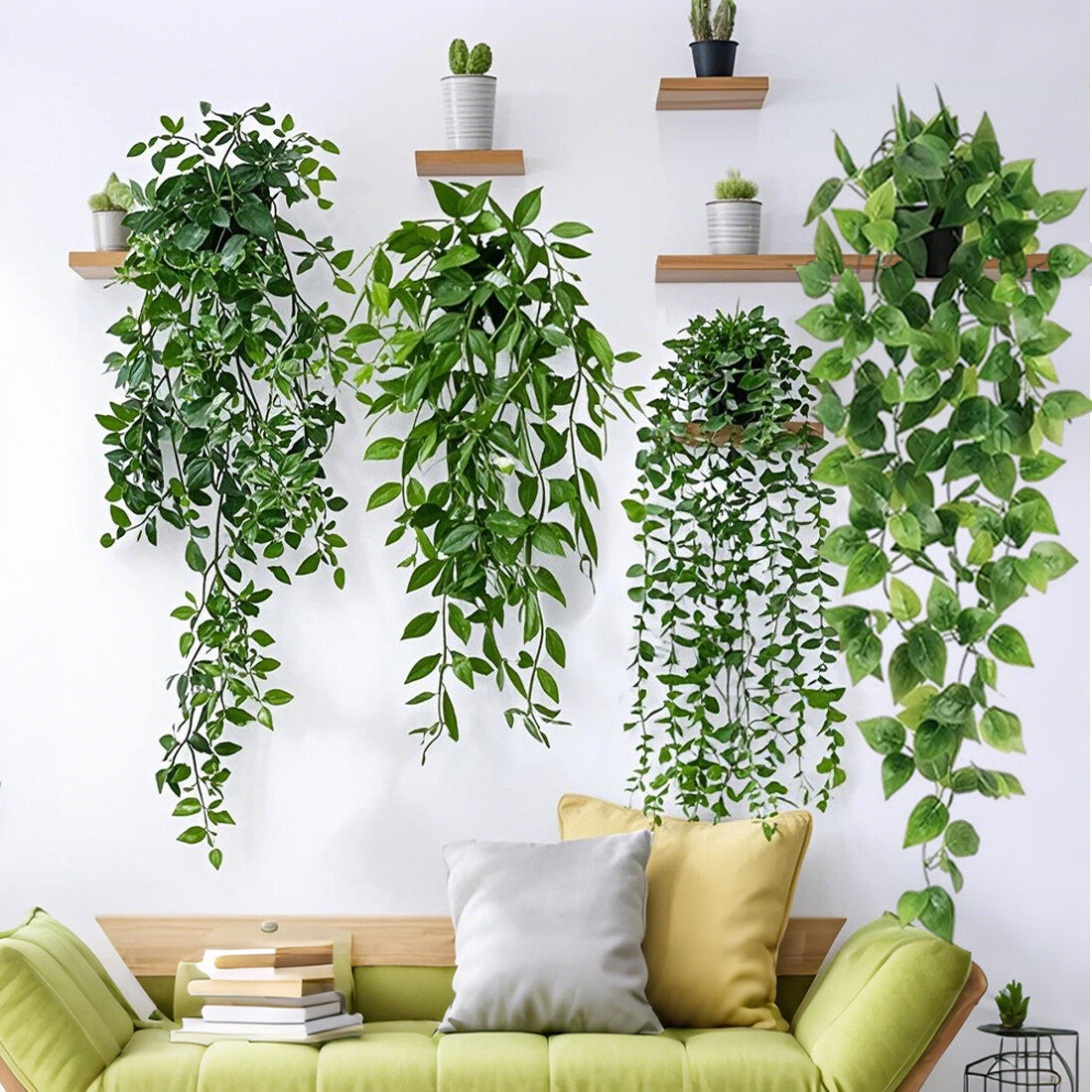 4 Pack Artificial Hanging Plants In Pots Indoor Fake Trailing Plants Home Room