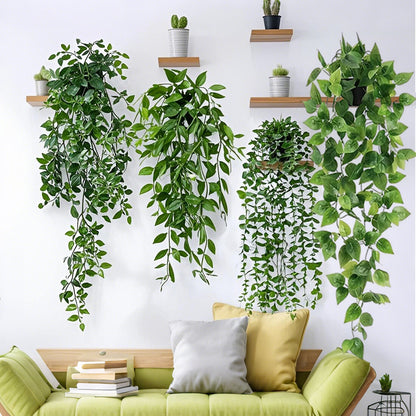 4 Pack Artificial Hanging Plants In Pots Indoor Fake Trailing Plants Home Room