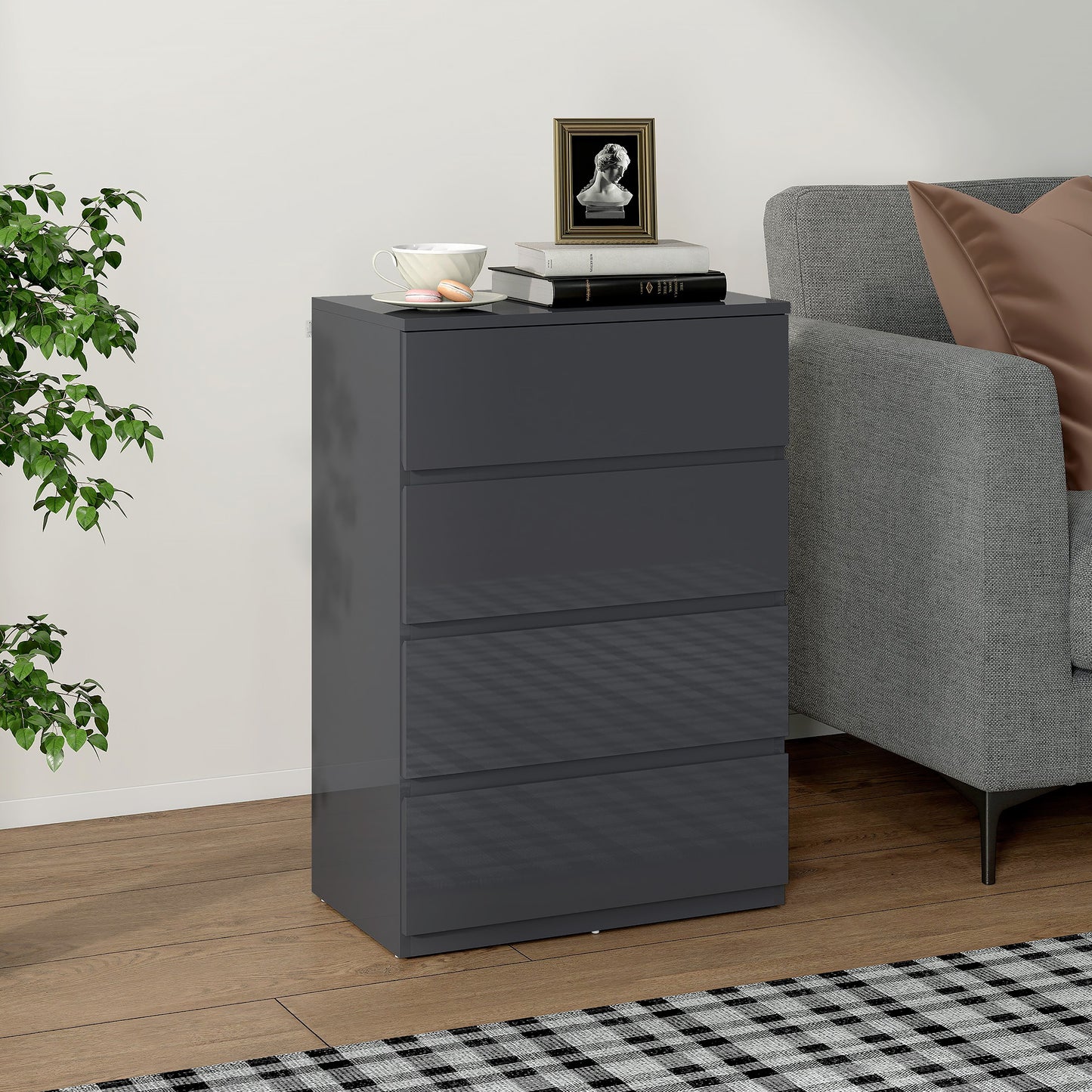 High Gloss Chest Of Drawers, Grey