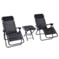 Folding Zero Gravity Chairs, 3 Pieces Adjustable Sun Lounger And Table Set With Cup Holder And Headrest