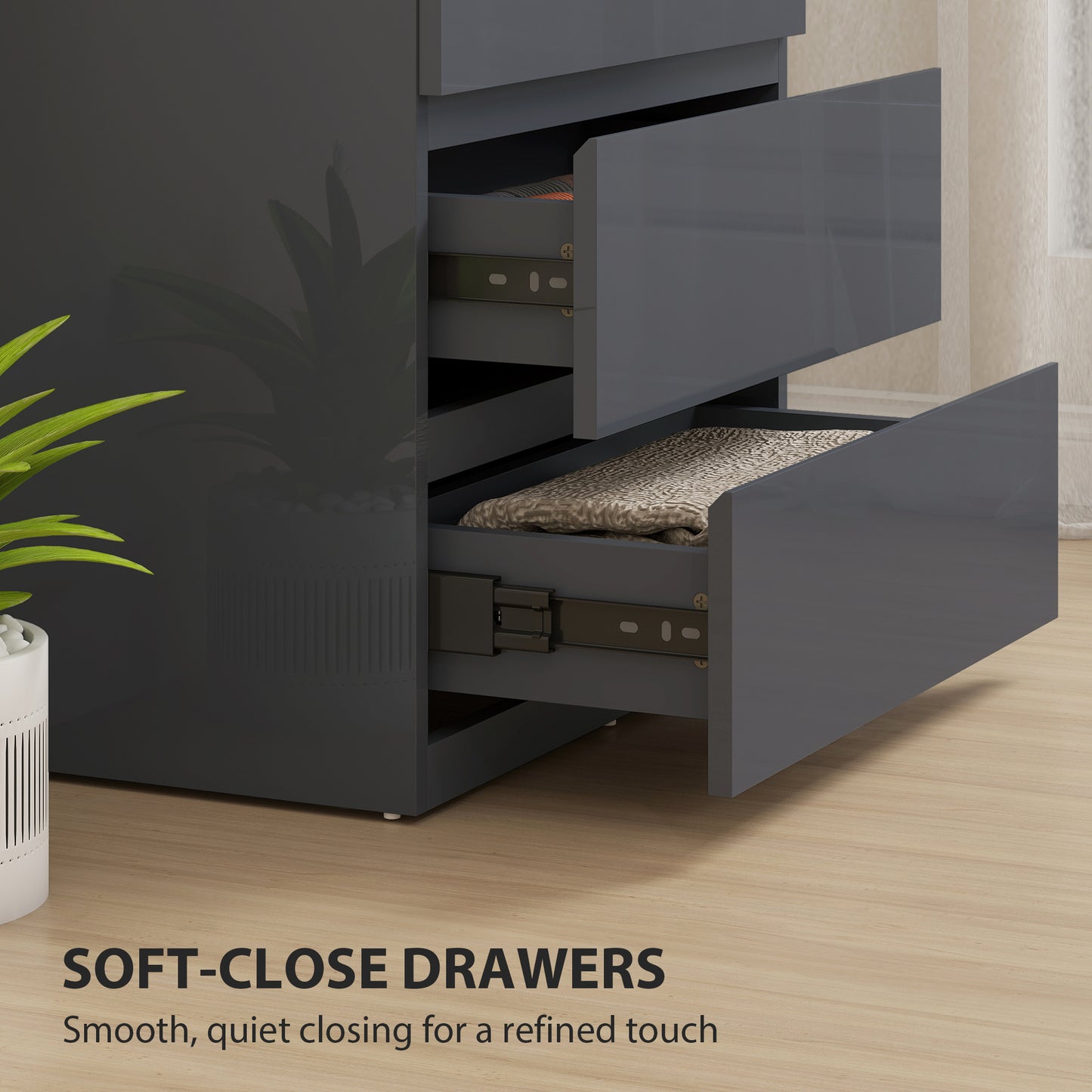 High Gloss Chest Of Drawers, Grey