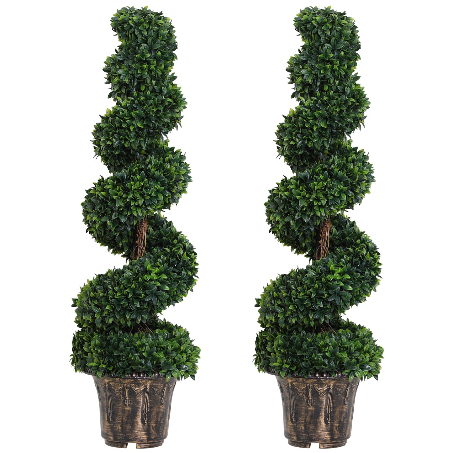 Set Of 2 Artificial Plants White Rose Floral In Pot, Fake Plants