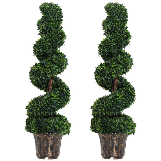 Set Of 2 Artificial Plants White Rose Floral In Pot, Fake Plants