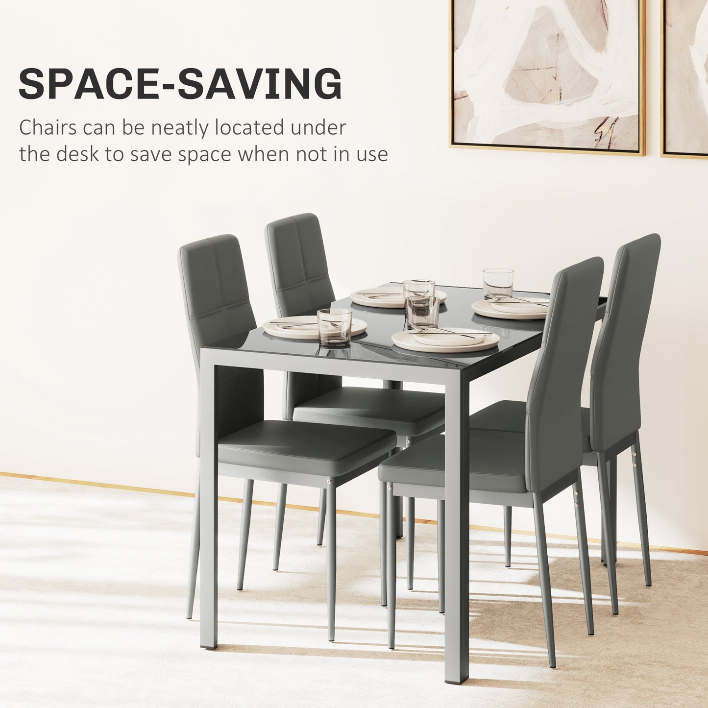 5-Piece Kitchen Dining Table Set With 4, Grey