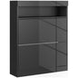 Storage Cabinet, With Flip Doors - High Gloss Black - 16 shoes