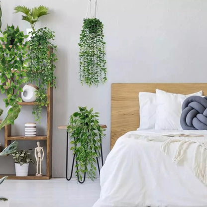 4 Pack Artificial Hanging Plants In Pots Indoor Fake Trailing Plants Home Room