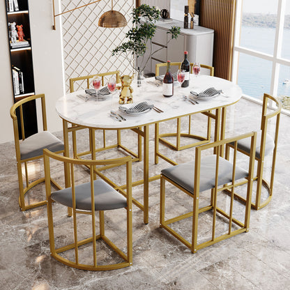 Six-Chair Dining Table Set