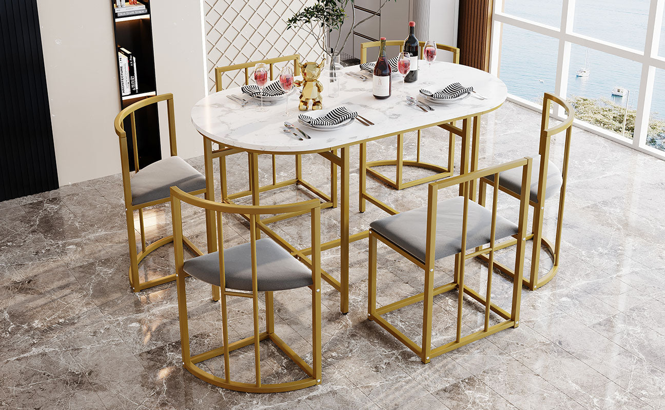 Six-Chair Dining Table Set