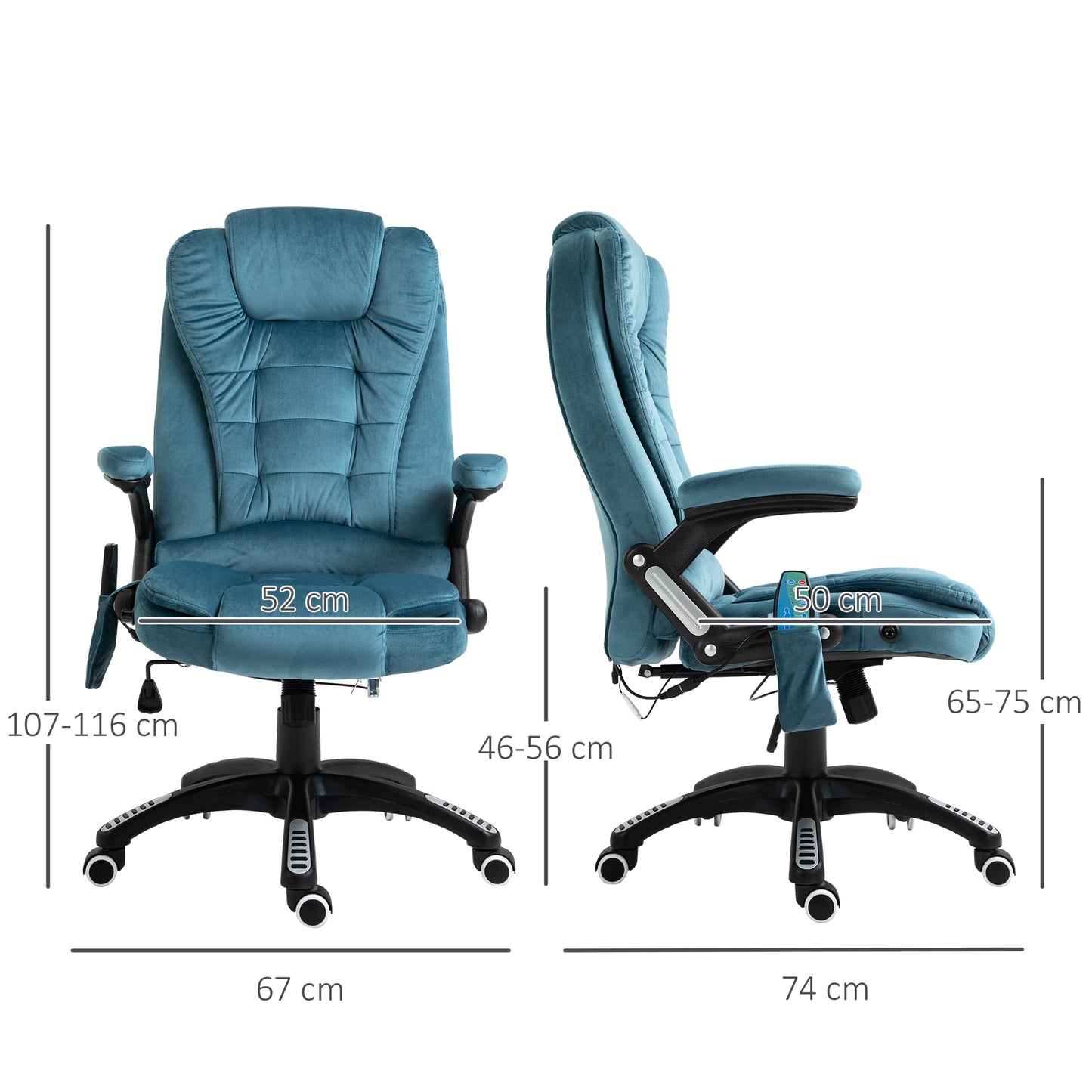 Heated Massage Office Chair – Velvet Comfort, 6‑Point Massage, Reclining Design